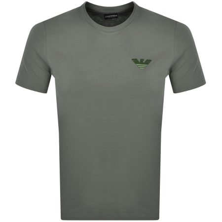 Emporio Armani Embroidered Logo T Shirt Green | Mainline